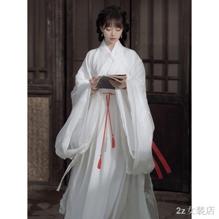 👗สีขาวพระเจ้าสาว Hanfu หญิงฤดูร้อนบางเครื่องแต่งกายโบราณกระโ…