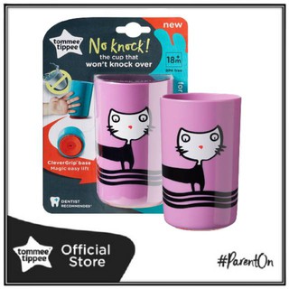 Tommee Tippee No Knock Transition Toddler Cup with Clevergrip Base, Dog &amp; Fox, 18+ Months Pink