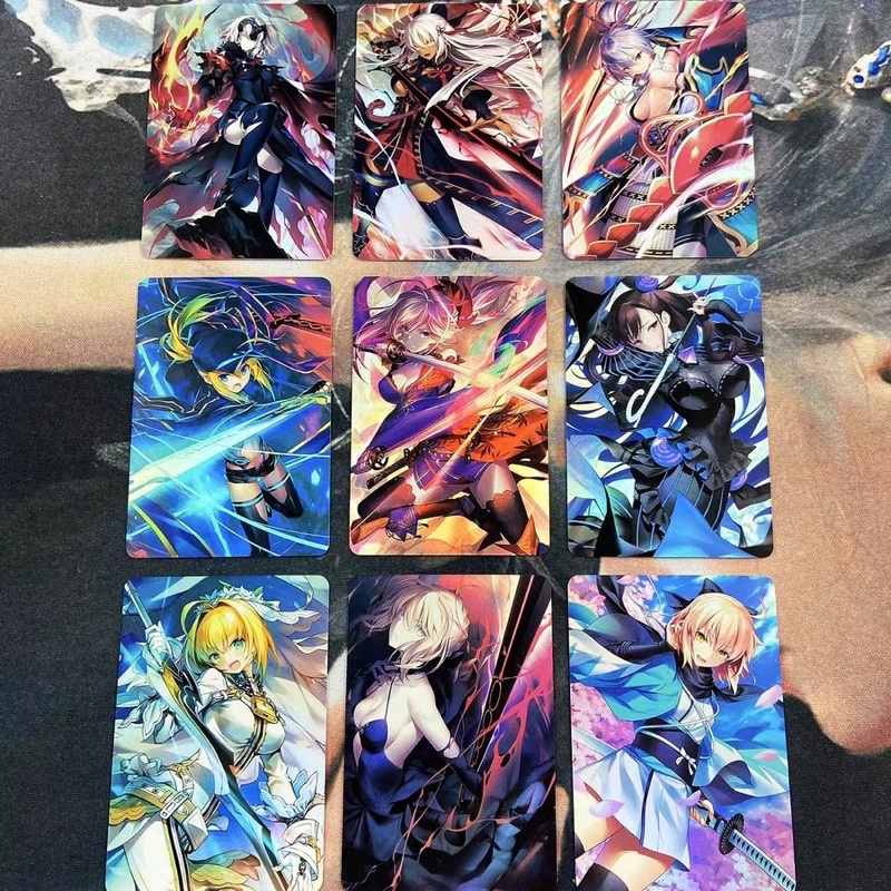 FGO Series 3.0 5.9x8.6ซม ที่มีสีสันลายสก๊อตแฟลช ชินนี่ การ์ด 折叠 光口格子 卡อะนิเมะ ของคุณ คอลเลกชันการ์ด โชคชะตา