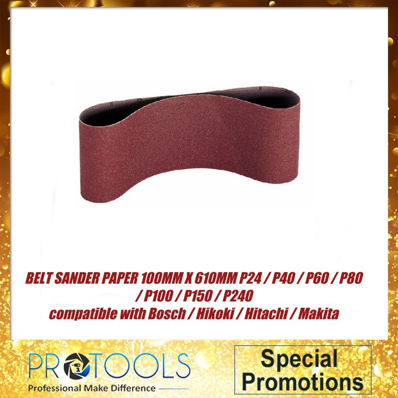 กระดาษทรายขัดสายพาน 100MM X 610MM P24 / P40 / P60 / P80 / P100 / P150 / P240 เข้ากันได้กับ Bosch / H