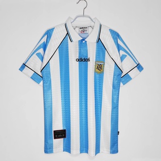 เสื้อกีฬาแขนสั้น ลายทีมชาติฟุตบอล Argentina 1996-97 ชุดเหย้า สไตล์เรโทร