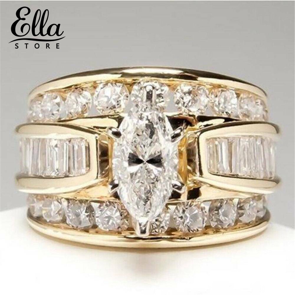 Ella เอลล่า สำหรับผู้หญิง ® เครื่องประดับแหวนหมั้น แต่งงานฝังเพชร ลูกบาศก์เซอร์โคเนีย