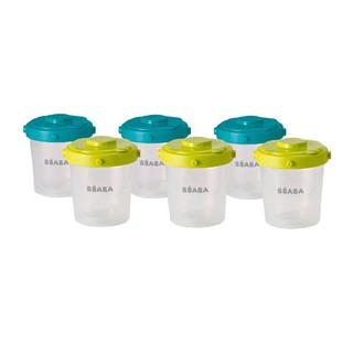 BEABA  ชุดกระปุกเก็บถนอมอาหารสูญญากาศ Set of 6 Clip Portions - 2nd age/200ml (assorted colors BLUE/NEON)