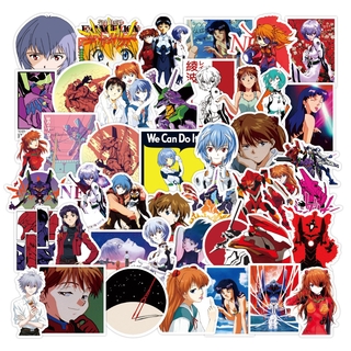 NEON GENESIS EVANGELION สติกเกอร์กันน้ำรูปแบบที่แตกต่างกัน, 50 ชิ้น