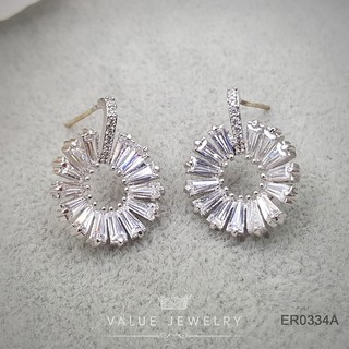 ต่างหูแป้น ฝังคริสตัลทรงเหลี่ยม ลายดอกไม้ พระอาทิตย์ ขนาดกลา…