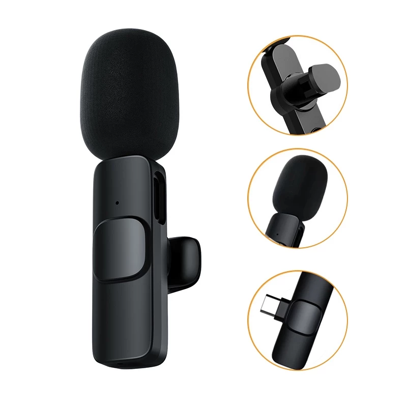 Wireless Microphone  ไมโครโฟนไร้สายแบบพกพาใช้สําหรับ สมาร์ทโฟน ไมค์ไร้สายหนีบเสื้อ ไมค์หนีบปกเสื้อ thumbnail 3