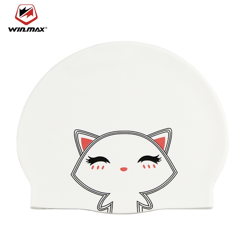 Winmax หมวกว่ายน้ําซิลิโคน ลายการ์ตูน สําหรับเด็ก