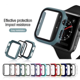 Watch Case with Tempered Glass Full Coverage Screen 40mm 44mm Protector Matte Hard Cover 38mm 42mm Bumper for iWatch Series6 5 4 3 2 se