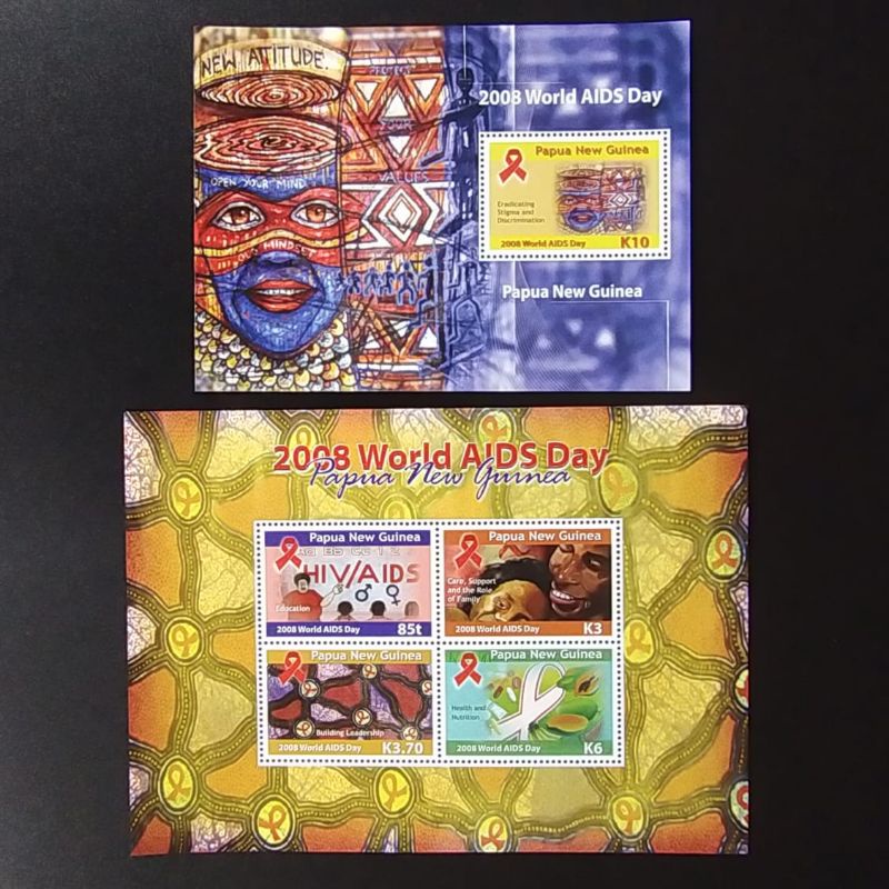 G101 Papua New Guinea 1348-49 2008 World Aids Day แผ่นของที่ระลึกชุด 2 ชิ้น MNH