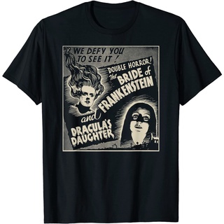 [100% Cotton] เสื้อยืด ผ้าฝ้าย พิมพ์ลายโปสเตอร์ภาพยนตร์สยองขวัญ Dracula Frankenstein เหมาะกับเทศกาลฮาโลวีน สําหรับผู้ชาย