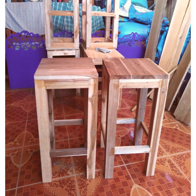 เก้าอี้ไม้สัก​ เก้าอี้​บาร์​ 30x60​ cm