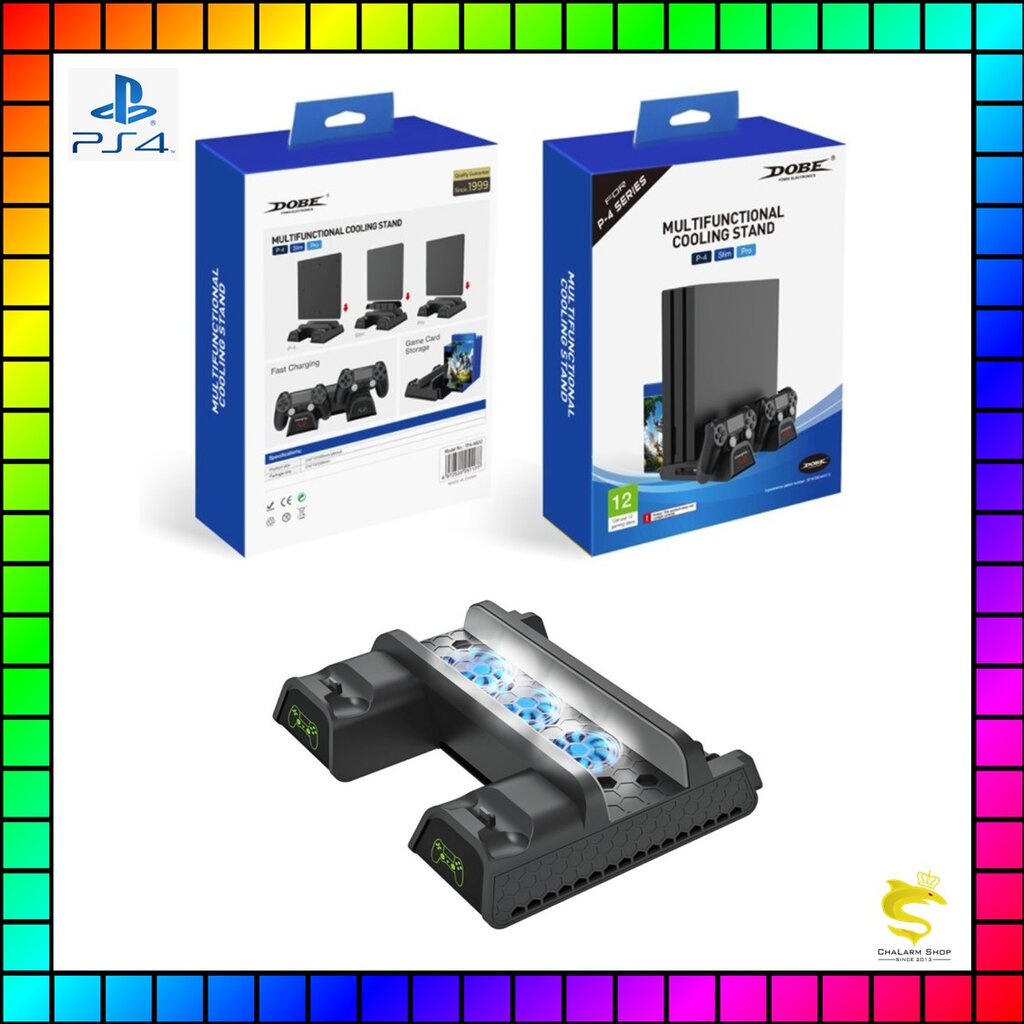 DOBE รุ่นใหม่สุด แท่นวางเครื่องPS4 ได้ทุกรุ่น พัดลม 3 ตัว มีไฟสถานะชาร์จ รุ่น TP4-882C