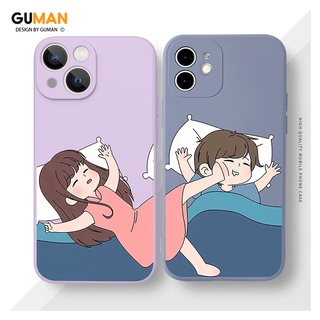 GUMAN เคสคู่ เคสไอโฟน คู่รัก ขอบเหลี่ยมกันกระแทกซิลิโคนนุ่มการ์ตูนน่ารักตลก เคสโทรศัพท์ Compatible for iPhone 14 13 12 11 Pro Max SE 2020 X XR XS 8 7 6 6S Plus พลัส XYM733