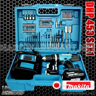 สว่านไร้สาย 18v 13mm. MAKITA cordless set ชุด74ชิ้น DHP453SFX1