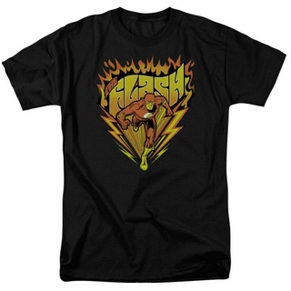 เสื้อยืดผ้าฝ้ายพิมพ์ลายขายดี เสื้อยืด พิมพ์ลายกราฟฟิคตลก The Flash Blazing Speed Comic Book Tee สีดํา