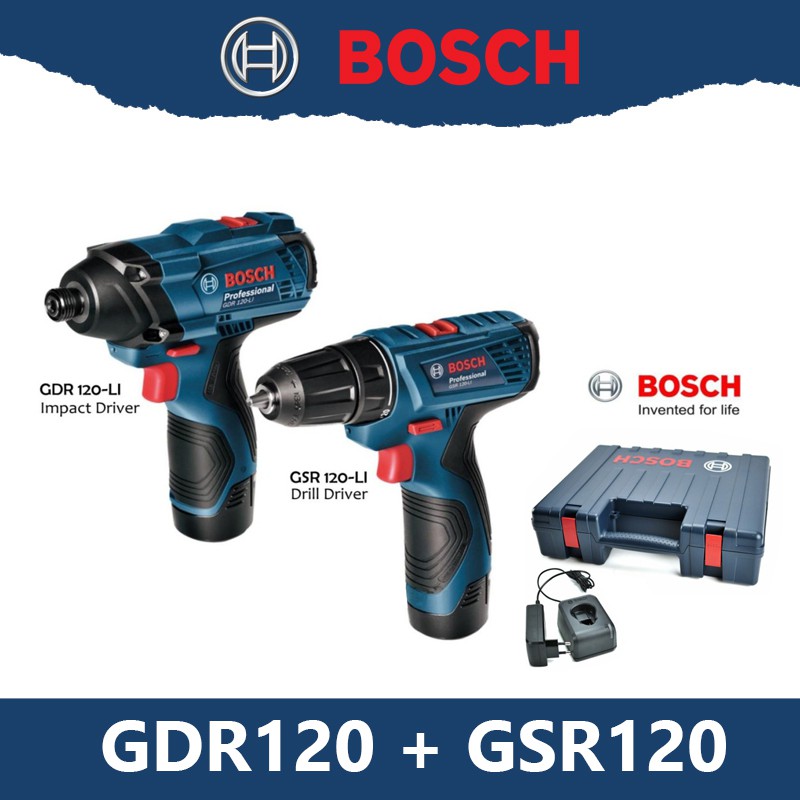 Bosch combo no hammer set (GDR120 สว่านไขควง + GSR120 สว่านไร้สายไม่กระแทก)