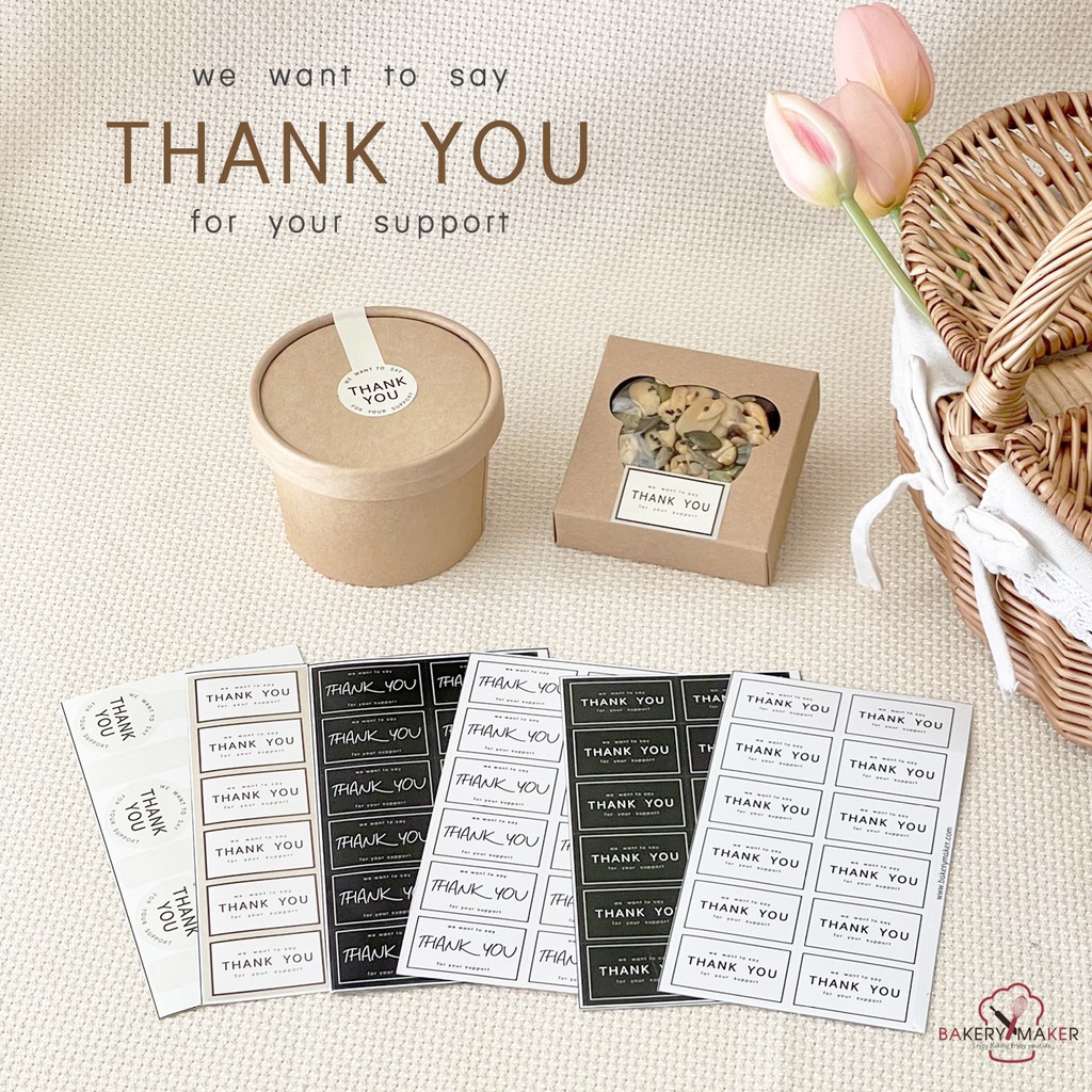 สติ๊กเกอร์ Thank you 6 แบบ / สติกเกอร์ ขอบคุณ โฮมเมด Sticker DIY