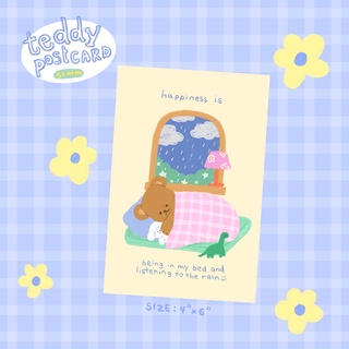 Teddy collection Postcard : Teddy blanket โปสการ์ดรูปน้องหมีนอนหลับน่ารัก ตกแต่งห้อ เขียนจดหมาย 4x6นิ้ว | Stickwithme4ev