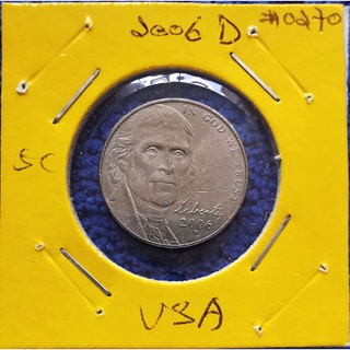 เหรียญ​หมุนเวียน​ สหรัฐอเมริกา​ USA​ 5 Cents  Jefferson  ใช้แล้ว​ #​0270