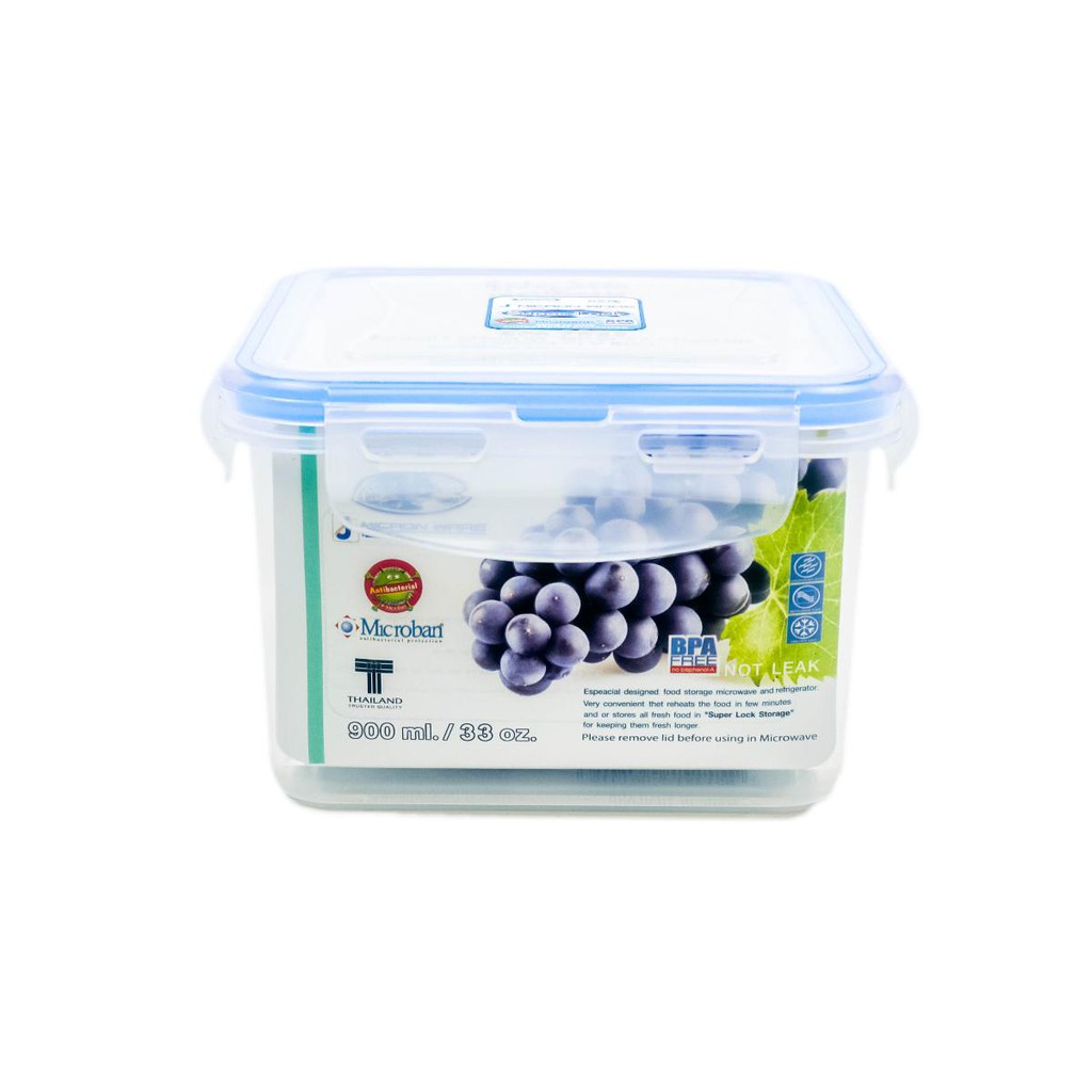 กล่องถนอมอาหารเกรดพรีเมี่ยม6141 ป้องกันเชื้อราและแบคทีเรีย เข้าไมโครเวฟได้ ความจุ 900 ml.Super Lock 