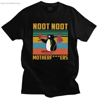 เสื้อยืดพิมพ์ลายแฟชั่น เสื้อยืดคอกลม แขนสั้น ผ้าฝ้าย 100% พิมพ์ลาย Pingu Noot Noot Motherfu สําหรับผู้ชาย