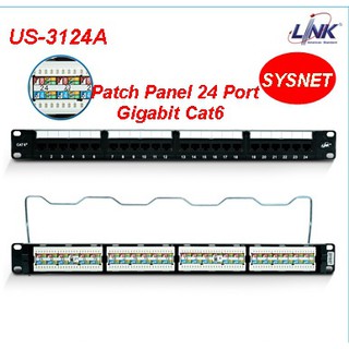 Link US-3124A Patch Panel 24 Port มาตรฐาน CAT 6 ขนาด 1U Rack Mount