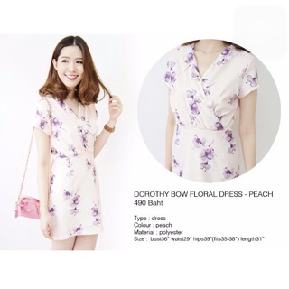 DOROTHY BOW FLORAL DRESS #สีพีช