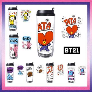 กระติกน้ําร้อนสแตนเลสพิมพ์ลายการ์ตูน bts bt 21 แบบพกพา