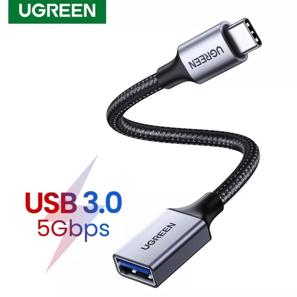 UGREEN รุ่น70889 อะแดปเตอร์เคเบิ้ลสายถัก Type C to USB 3.0 OTG โอนถ่ายข้อมูล 5Gbps รองรับมือถือ และแท็บเล็ต!!