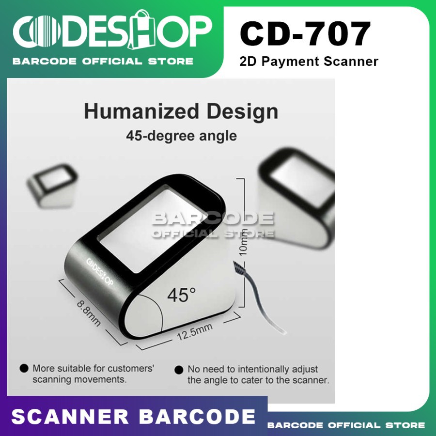 2D OMNI BARCODE SCANNER CODESHOP CD-707 PAYMENT BOX DANA QR CODE