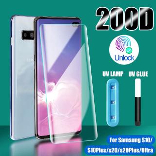 UV ฟิล์มกระจกนิรภัยเต็มจอ Samsung Galaxy S10 S9 S8 S20 S21 S22 Plus Note 8 9 10 20 Ultra