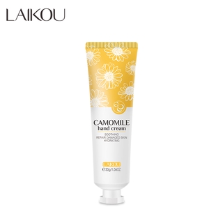 Laikou Camomile แฮนด์ครีมต่อต้านริ้วรอยให้ความชุ่มชื้น 30 กรัม.