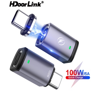 Hdoorlink PD 100W USB C เป็น Type C อะแดปเตอร์แม่เหล็ก 11-Pin เชื่อมต่อแม่เหล็ก 5A ชาร์จเร็ว USB Type C ตัวแปลงข้อมูลแม่เหล็ก