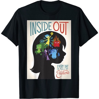 เสื้อยืดผ้าฝ้ายพรีเมี่ยม เสื้อยืด พิมพ์ลายโปสเตอร์ภาพยนตร์ Disney Pixar Inside Out Silhouette