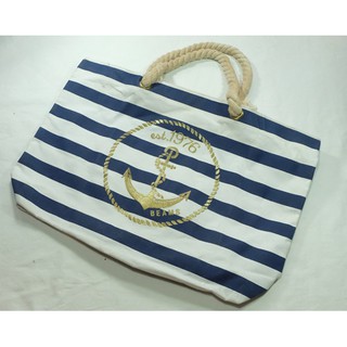 Beams Size 16" x 12" Navy Stripes มือสอง ของแท้