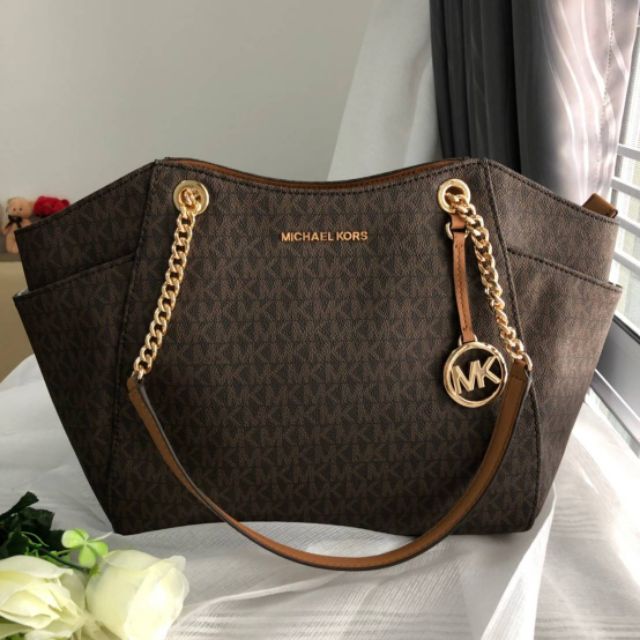 mk jet set travel large chain shoulder tote