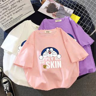 Women T Shirt Murah Plus  Size  Doraemon Print Basic Tee 