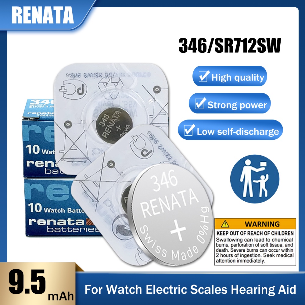 20PCS Original Brand New Renata 346 SR712SW SR712 712 1.55V Silver Oxide Button Cell For Watch Calcu