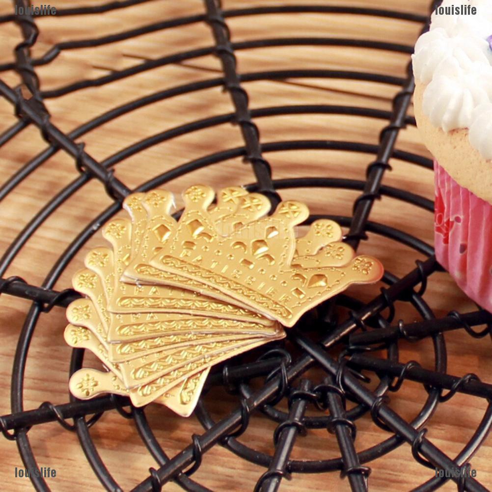 thro 50pcs Gold Crown Cupcake Toppers jelly - louislife.th - ThaiPick