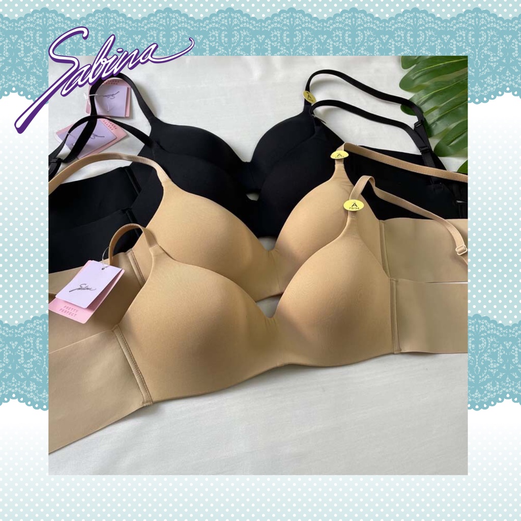 Sabina ซาบีน่า เสื้อชั้นใน INVISIBLE WIRE (ไม่มีโครง) รหัส SBXU8310BK สีดำ SEAMLESS FIT รุ่น Pretty 