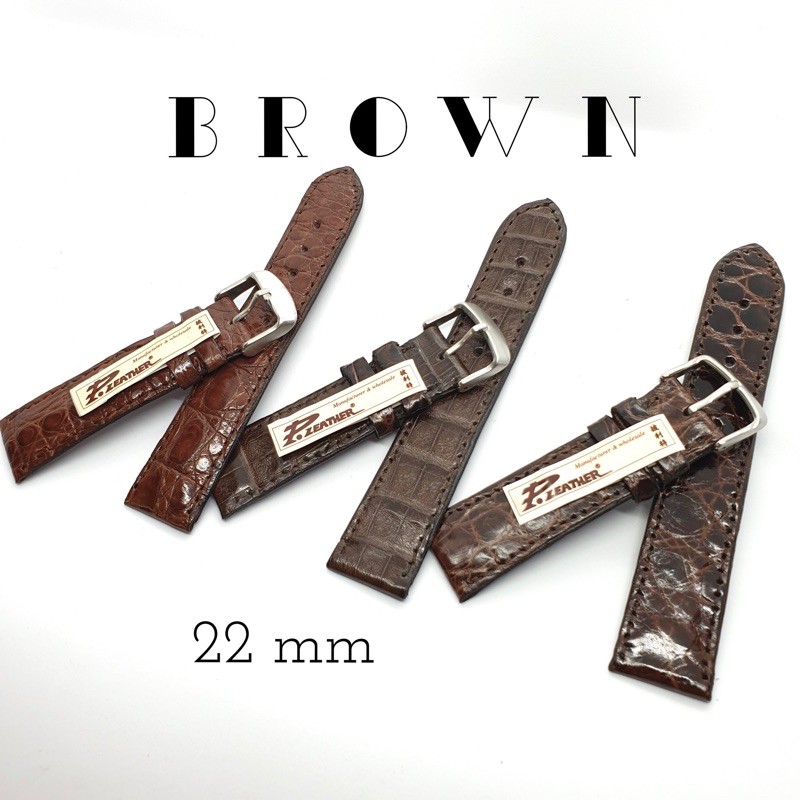 P.Leather💎22 มม. สายนาฬิกาหนังจระเข้แท้🐊 สายหนัง หนังแท้ - รูปที่ 2