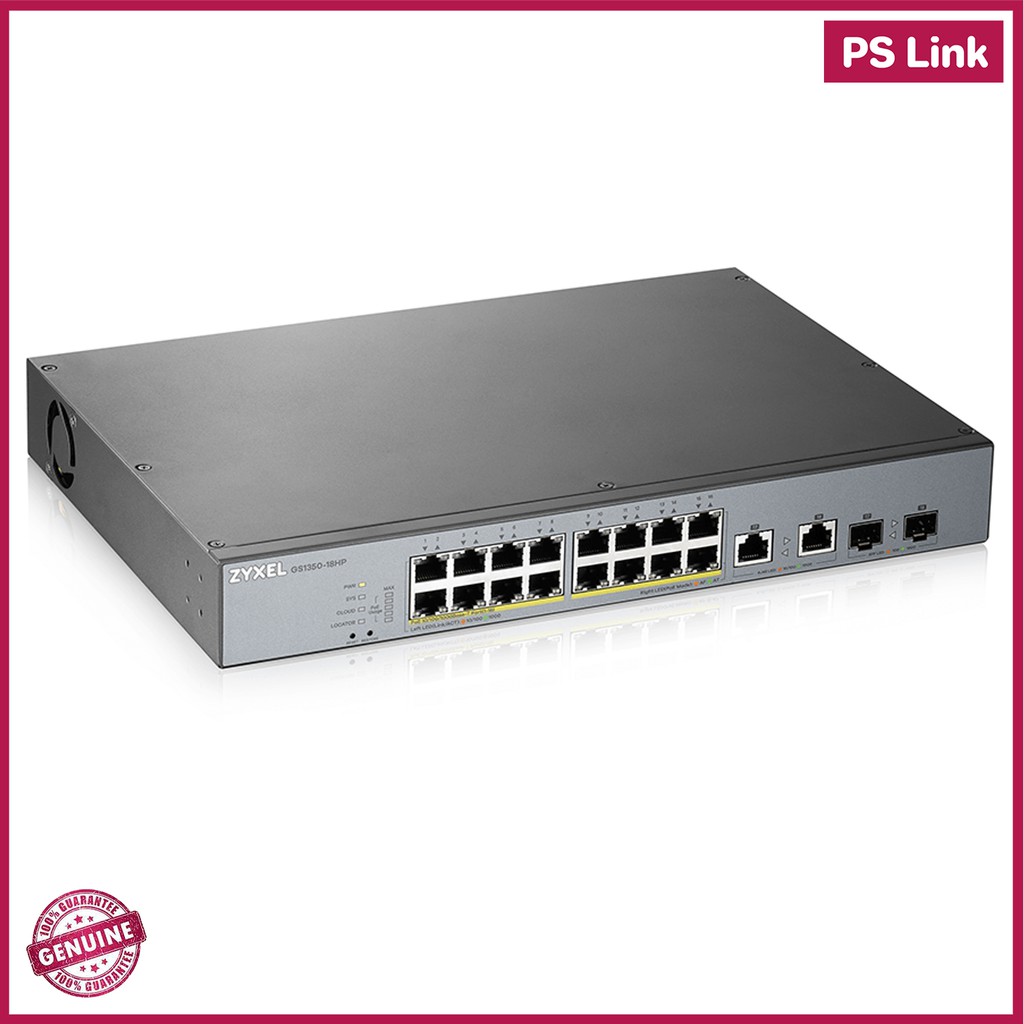 Zyxel 16-port GbE Smart Managed PoE Switch with GbE Uplink (GS1350-18HP)