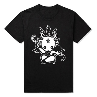 เสื้อยืดผ้าฝ้ายพิมพ์ลายขายดี เสื้อยืดแขนสั้น ผ้าฝ้าย พิมพ์ลายการ์ตูน Satanic Goat Baphomet แฟชั่นฤดูร้อน สําหรับผู้ชาย