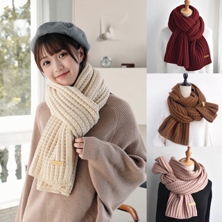 SC015 - Thick knitting scarf ผ้าพันคอไหมพรมทอผสมวูล