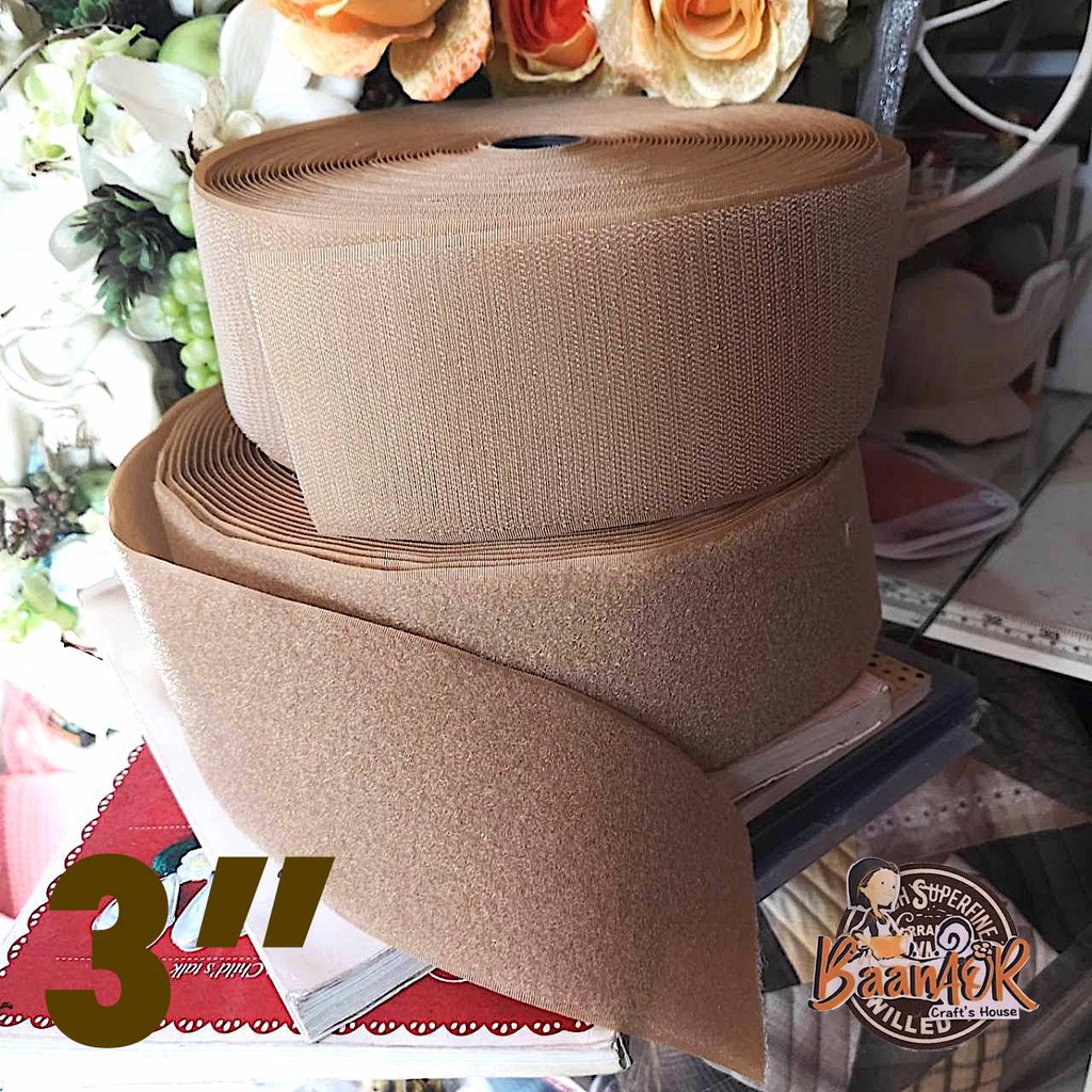 45cm ละ 90cm (มีให้เลือกสองขนาด) 1pcs เทปตีนตุ๊กแก เมจิกเทป สีกากี หน้ากว้าง 3 นิ้ว
