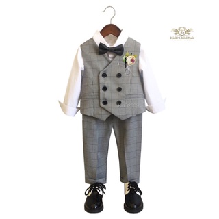 Baby Vest Set ชุดกั๊กเด็กเล็ก ชุดเซท 2 ชิ้น สีเทาลาย กั๊กเด็กเล็กน่ารัก เสื้อกั๊ก+กางเกงเอวยืด ขนาด 80, 90, 100, 110 ...