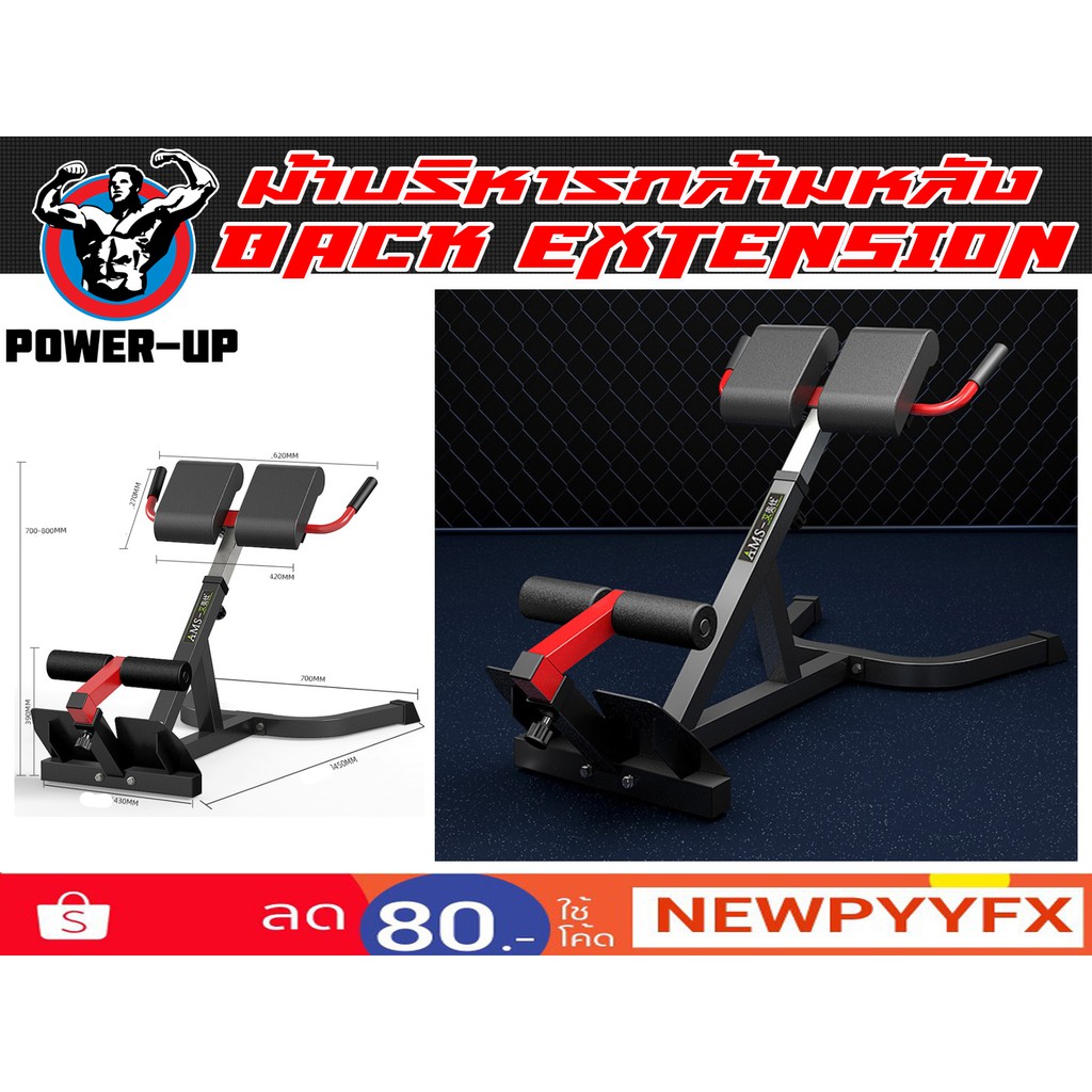 ม้าบริหารกล้ามเนื้อส่วนหลัง AMS Back Extension Bench ส่งในไทย