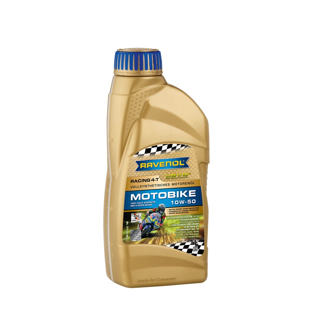 ***โล๊ะ ล้าง สต็อค*** จาก 950 เหลือ 450.- ล็อตผลิต 08/2021 RAVENOL Racing 4T Motobike 10W50 PAO+Ester 1L.