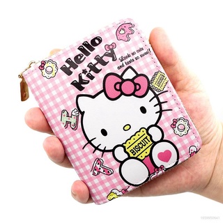 Ellen กระเป๋าสตางค์ใบสั้น ลายการ์ตูน Hello kitty น่ารัก มีซิป ขนาดเล็ก สําหรับเด็กผู้หญิง นักเรียน