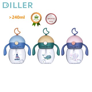 DILLER 240ml Milk Bottle with Imported TRITAN, Soft Silicone Straw, With Handle, Prevent Choking, Leak Proof, Baby Bottle 8853